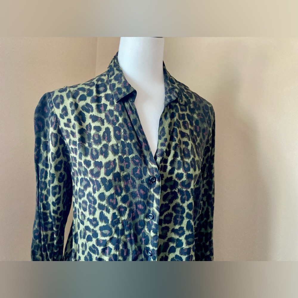 Leopard Print Button-Up Blouse